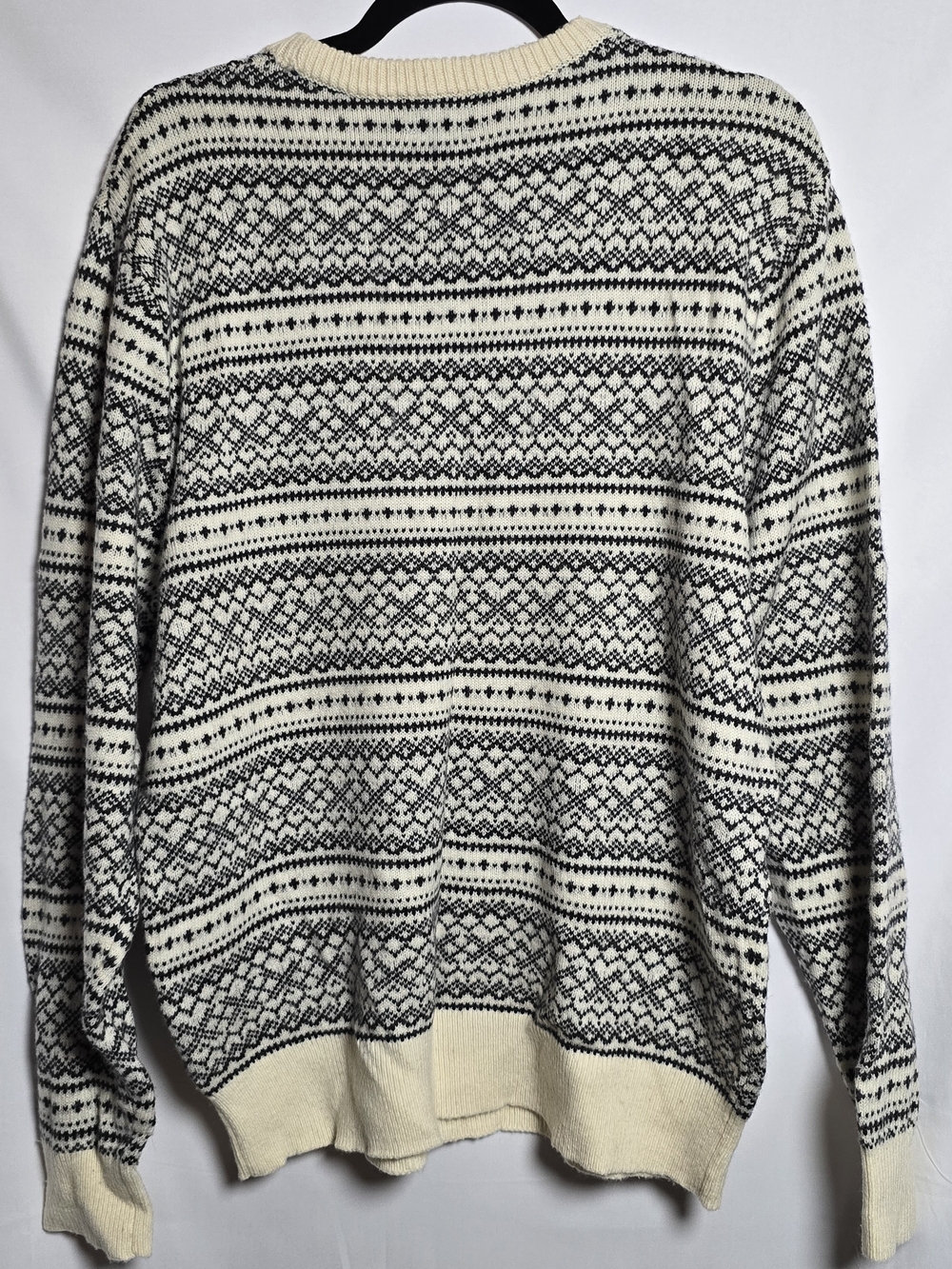 J. Crew Factory Lambswool Blend Cream & Black Fair Isle Crewneck Sweater, Sz L - Picture 6 of 6